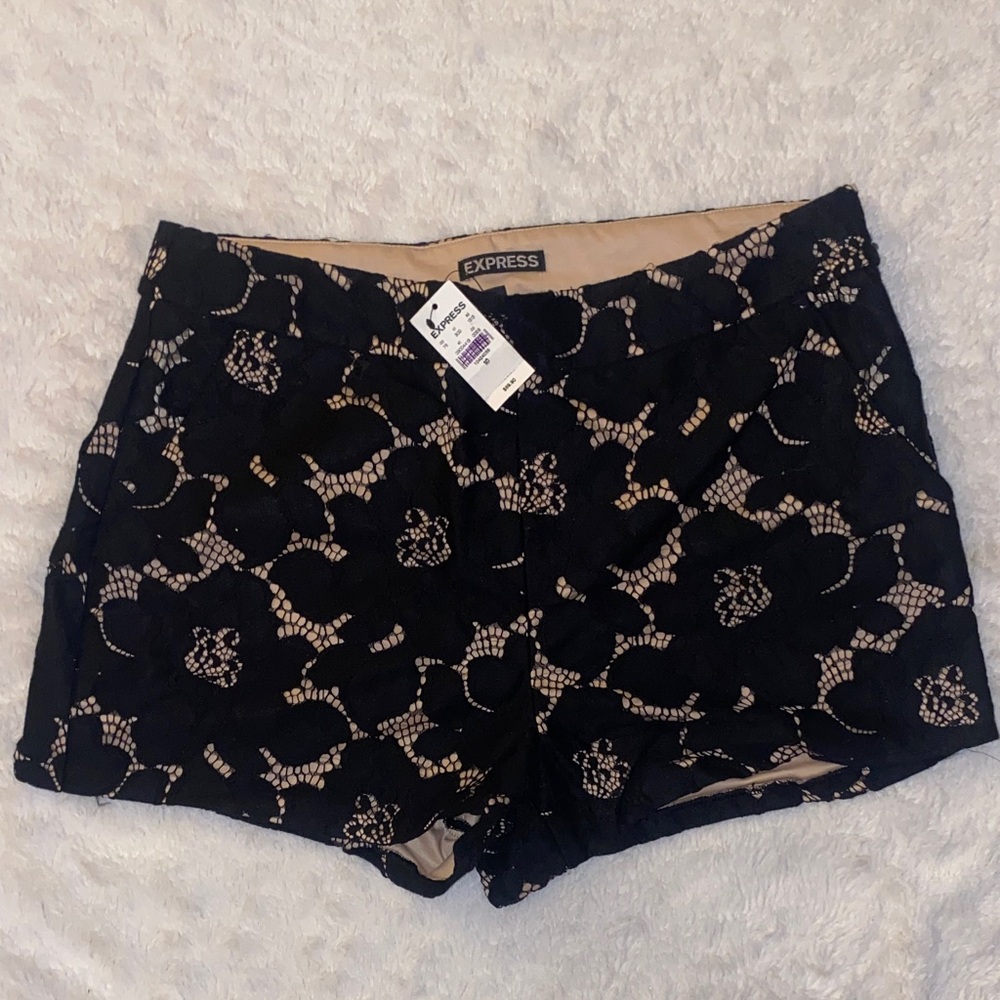 Express Black and Cream Lace Shorts- New with Tags!